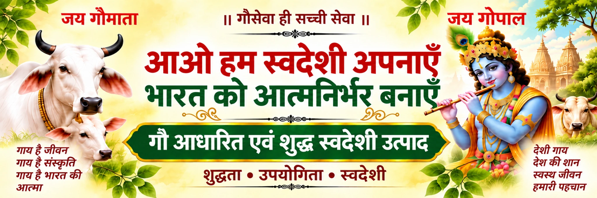 जय गौमाता, जय गोपाल — आओ हम स्वदेशी अपनाएँ, भारत को आत्मनिर्भर बनाएँ